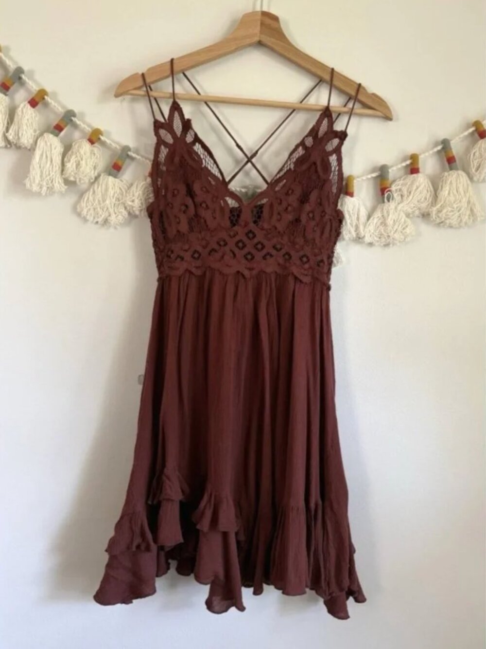 Free People Adella Slip Dress, color Rust Size Small